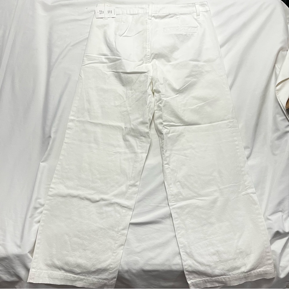 Cleo White Wide Leg Trouser Pants | Size 12 | High Rise Stretch Cotton - Picture 2 of 10